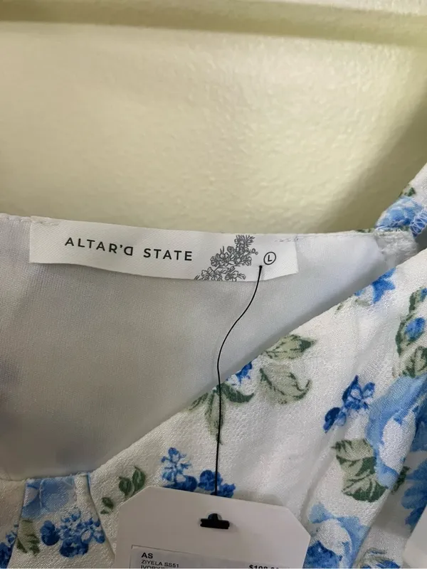 NEW Altar’d State Blue & White Floral Maxi Dress Size Large NWT - Image 4