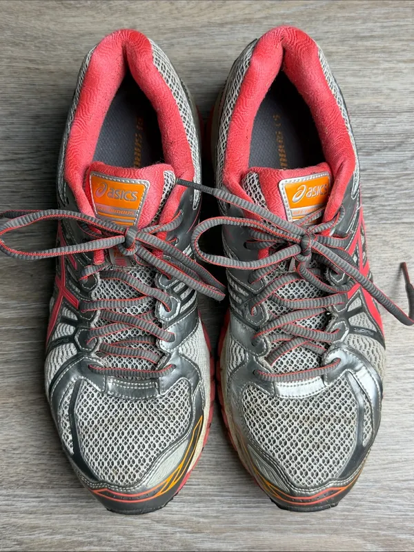 ASICS GEL-Nimbus 15 FluidRide Running Shoes Gray Pink Orange Size 10.5 - Image 2