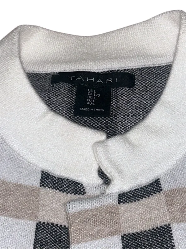 NWT Tahari Long Plaid Open Front Cardigan Sweater Jacket L New - Image 2