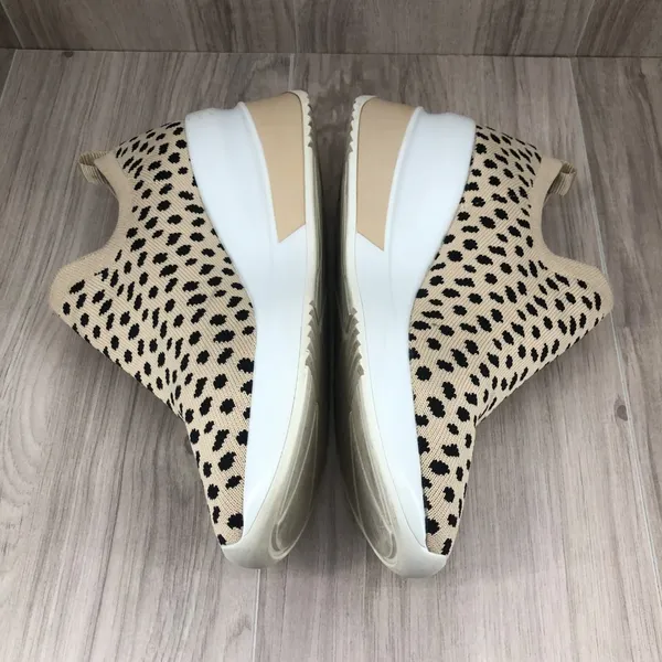 Gianni Bini Beige & Black Leopard Knit Slip-On Platform Sneakers Size 8 - Image 7