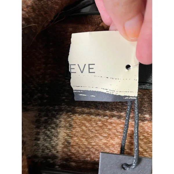 BlankNYC Evereve Wanderer Plaid Cocoon Coat Brown Oversized Shacket Large New - Image 9
