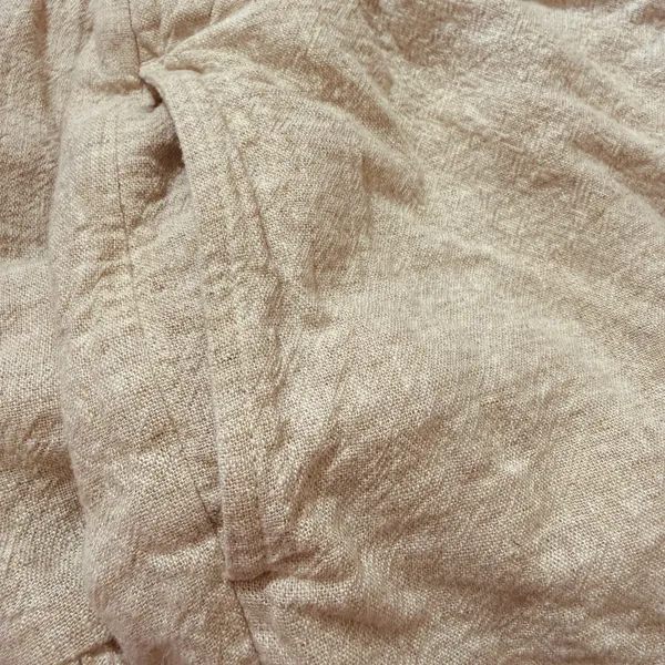 Abercrombie & Fitch Pull On Linen Blend Ruffle Drawstring Shorts Cream Beige M - Image 11