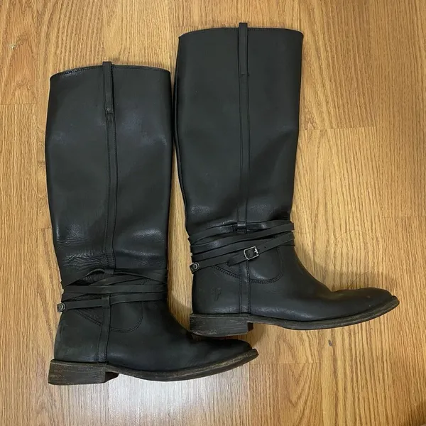 FRYE Leather Black Knee high Riding Western country boots US 7 -77754 4003 - Image 9