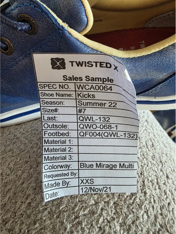 Twisted X Kicks Leather Shoes Loafers Sneakers Womens 7 Blue Lace Up casual - Image 6