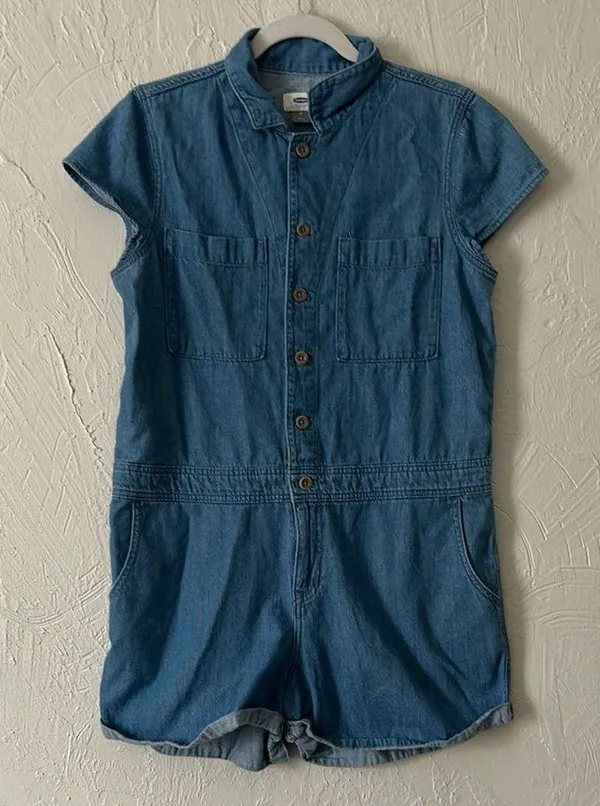 Old Navy Blue Jumpsuit with Short Sleeves - Image 2