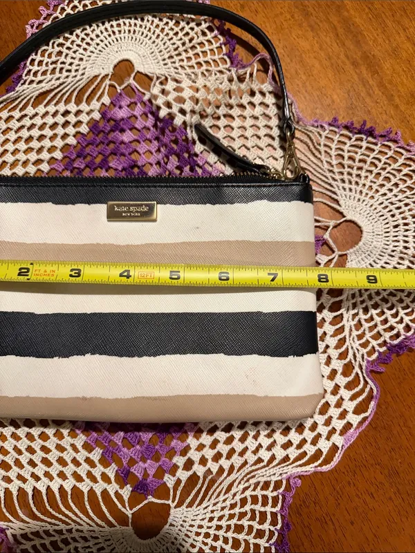 kate spade Striped Shoulder Bag in Black, Cream & Tan - Image 8