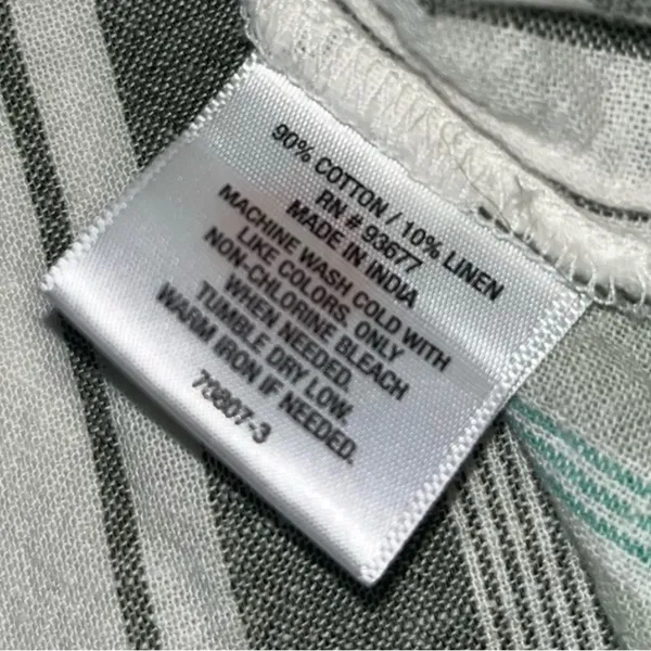 a.n.a Gray and Light Green Striped Linen V-Neck Pullover Blouse Women’s Size XS - Image 11