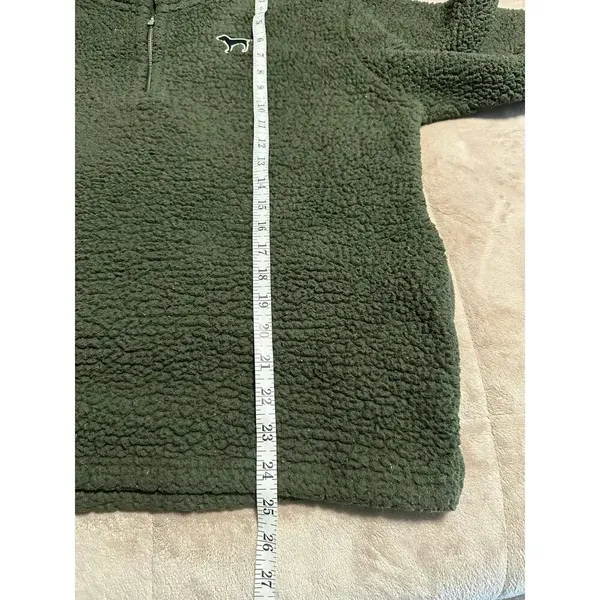 PINK Victoria's Secret Quarter Zip Sherpa Fleece Size Medium Olive Green Warm - Image 4
