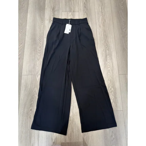 Commense Oversized Elegant High Waist WideLeg Pleat Front Black Trousers NWT M - Image 2