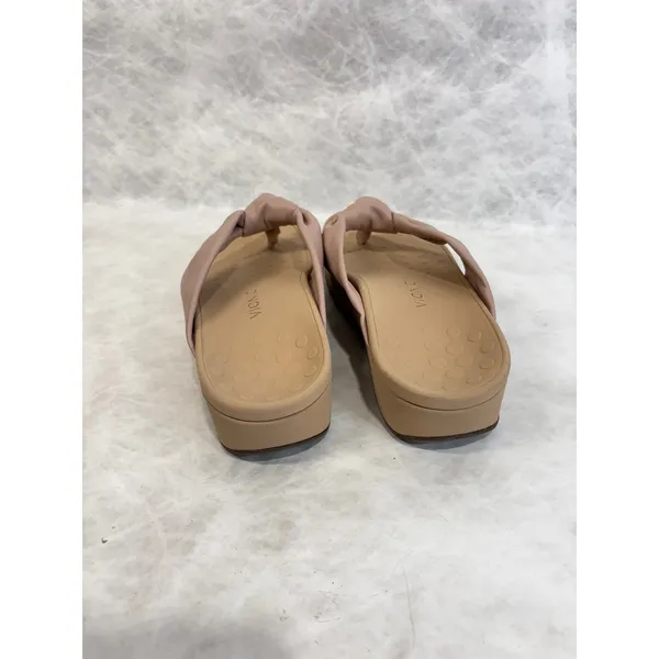 Vionic Rosalind Tan Leather Knotted Platform Thong Sandals Womens 9 Wide TVW5476 - Image 4