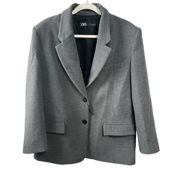 Zara Blogger's Favorite Oversized Gray Blazer Large 8913/581 NWOT Quiet Luxury - Image 6