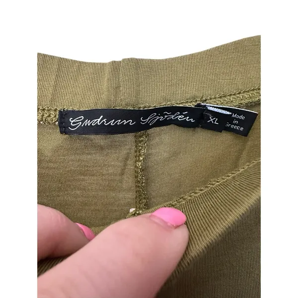 Gudrun Sjoden Green Stretchy‎ Crop Wide Leg Pants XL Modal Boho Lagenlook #W1-9 - Image 2