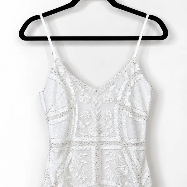 NEW Lulus Alluring Interest White Sequin Embroidered Sleeveless Midi Dress - Image 6
