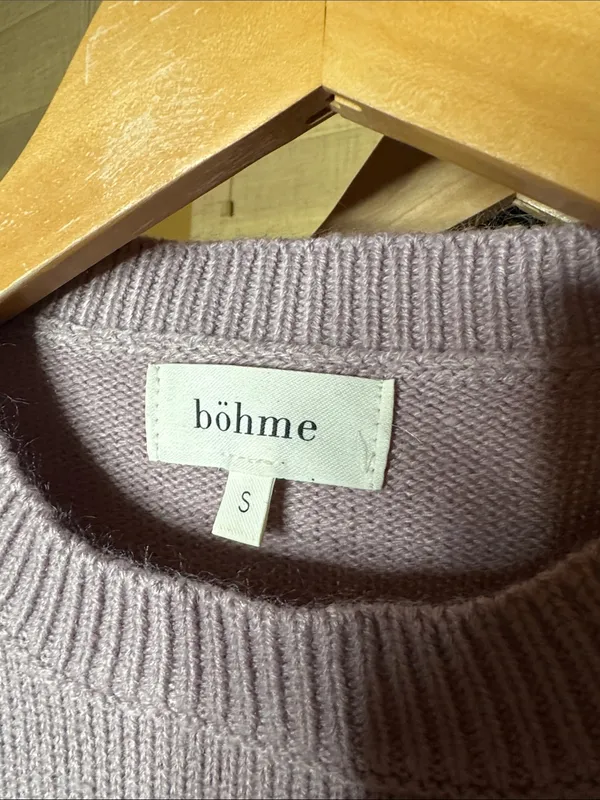 Böhme Geena Shoulder Pad Sweater Dusty Lavender Knit Top Size Small - Image 5