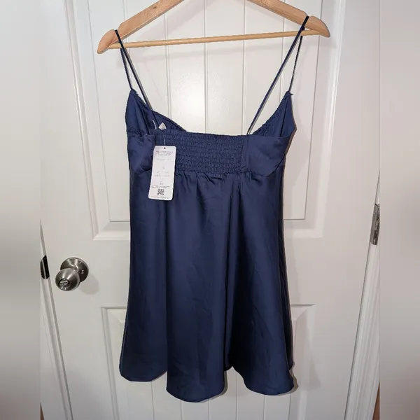 PINK NWT Mini Tencel Night Gown Women's Medium Navy Blue - Image 2