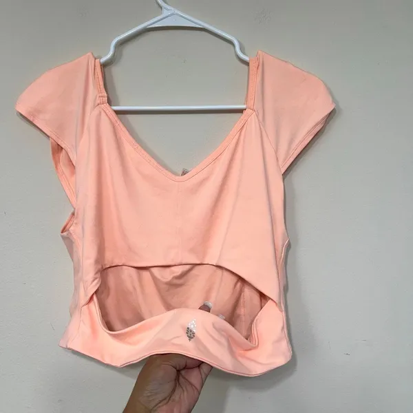 Free People Movement Orange V Neck Breathe Deeper Top XL Women - Image 5