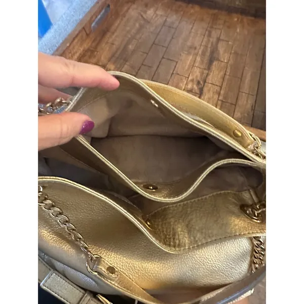 Michael Kors Jet Set Leather Hobo Shoulder Bag‎ Purse MK Charm Chain NWOT - Image 9
