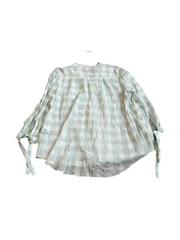 Sundance Cotton Blouse Mint Green & Cream Gingham Cottagecore Shabby Chic XL - Image 6