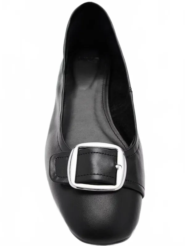 Mango Buckle Leather Shoes Block Heel NIB Black Size US 6.5 / EU 37 - Image 6