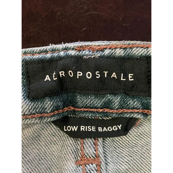 Aeropostale Low Rise Baggy Jeans Womens 000 Short Light Wash Blue Relaxed Denim - Image 8