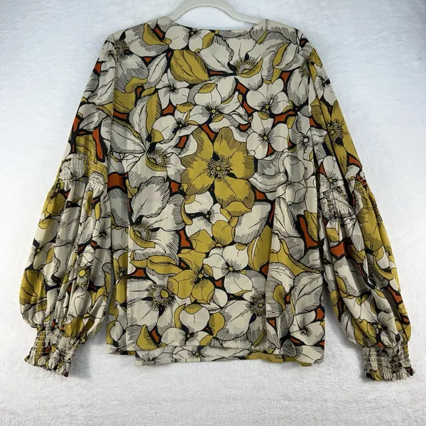 CAbi L Large‎ Sequel Blouse Floral V-Neck Smocked Poet Sleeves #3954 Women's - Image 12