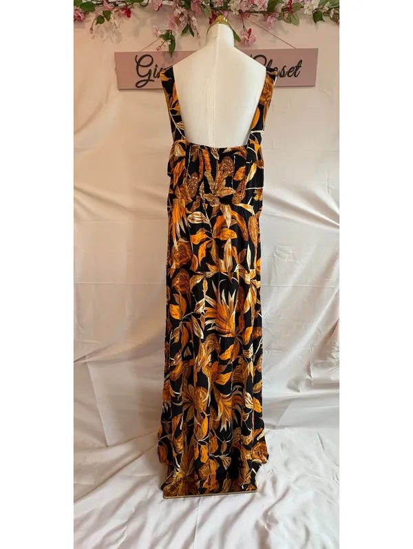 Vince Camuto Women's 2X Floral Maxi Dress Black Orange Brown Sleeveless - Image 2