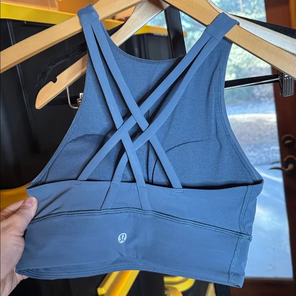 Lululemon Energy Bra High Neck Strappy Back Dusty Blue Size 4 - Image 5