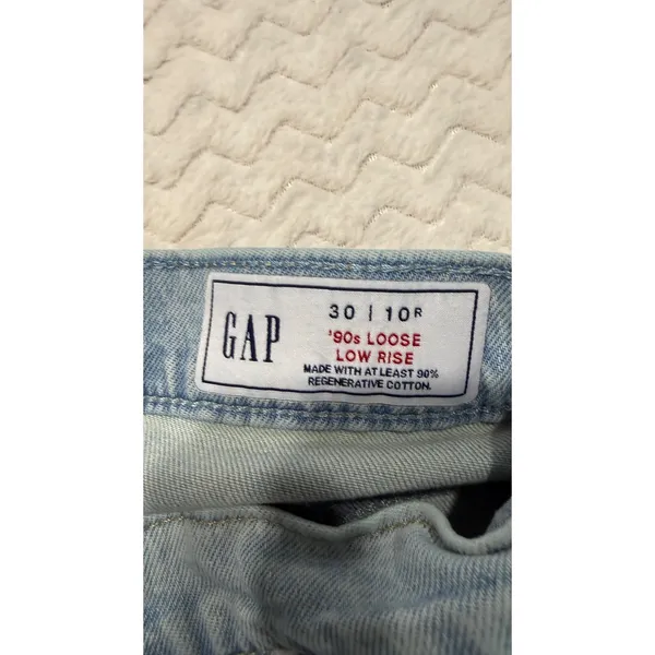 Gap 90s Loose Low Rise Jeans Light Wash Blue Cotton Size 30 10R 4439 - Image 3