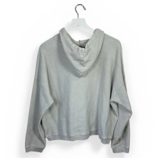 Aerie Sage Pale Green Ribbed Cropped Hooded Sweatshirt Drawstring W2212 Sz XL - Image 2