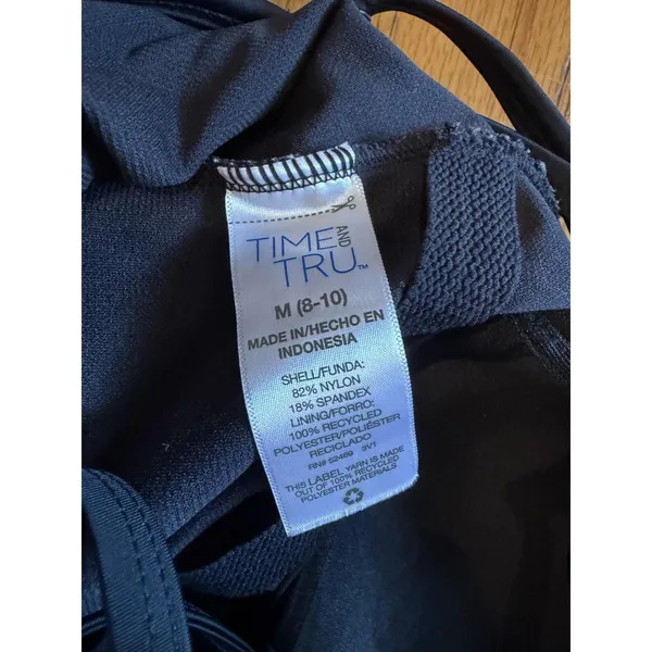 Time And Tru Blk One Piece Halter Swimsuit Womens M(8-10) - Image 3