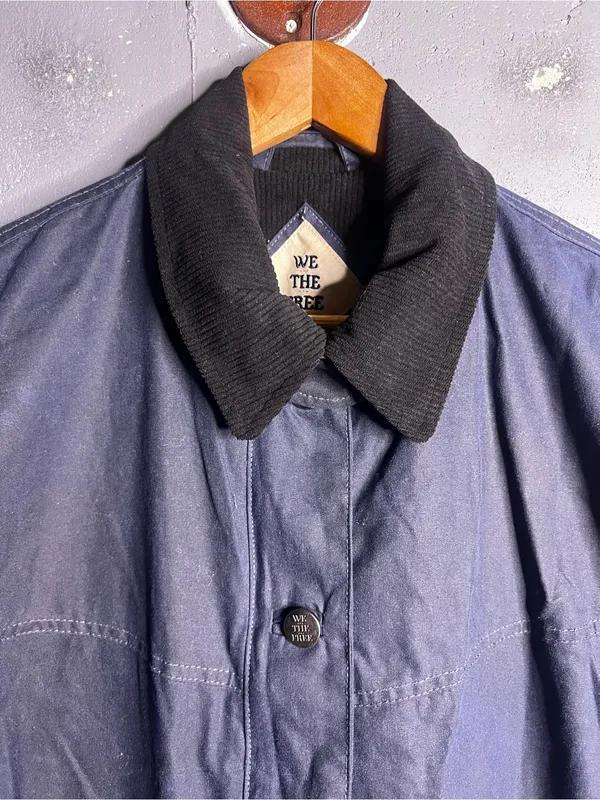 Free People Cori Waxed Cotton Jacket in Blue. Size Small. NWOT - Image 5