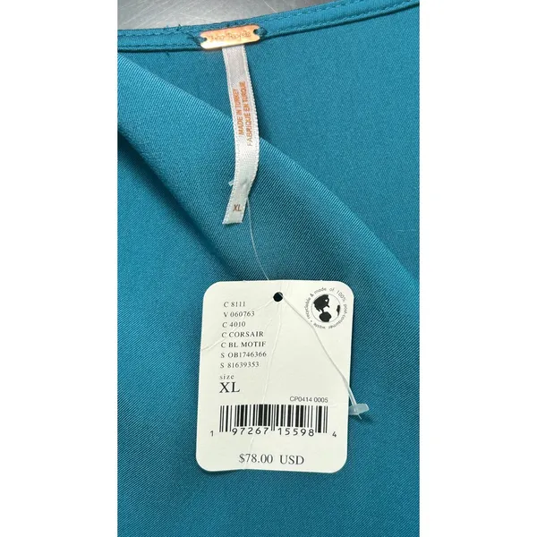 Free People Miraya NWT V Neck Twist Front Long Sleeve Crop‎ Top Teal XL - Image 5