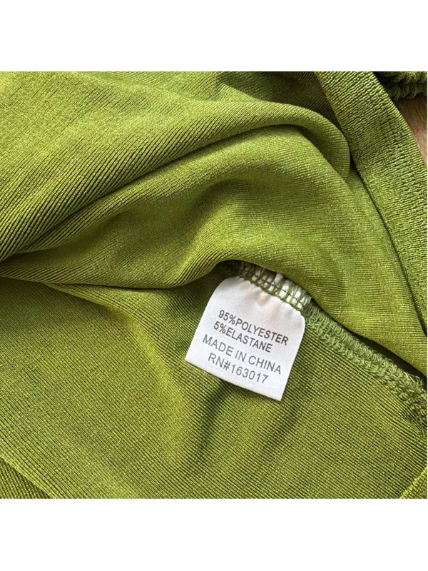 ⁠Princess Polly Olive Chartreuse Slinky Wrap Shirt Dress Collar Long Sleeve US 2 - Image 9