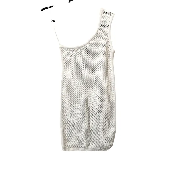 LUSANA Open Knit‎ One Shouldered Mini Dress White NWT Sz 4 - Image 2