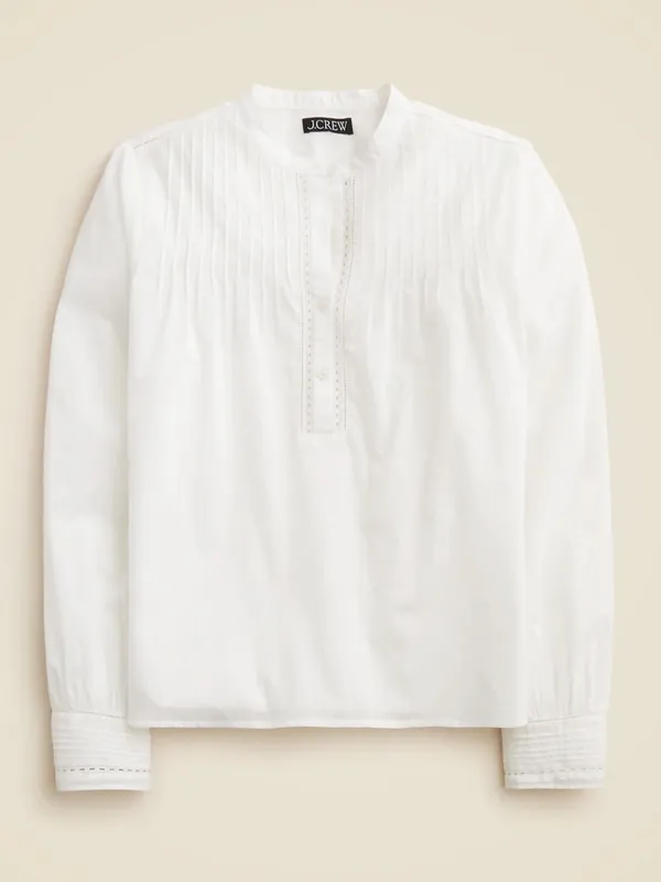 J. Crew Pintuck Lace Trim Top in Cotton Voile - Image 8