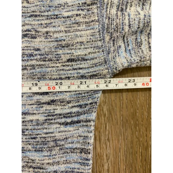 Aerie Cropped Long Sleeve Top Drawstring Hem Marled Gray/Blue XS Casual - Image 5