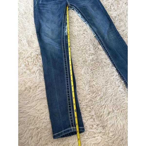 Miss Me‎ Mid Rise Skinny Jeans Embellished Pockets Rhinestones Sequins Size 26 - Image 5