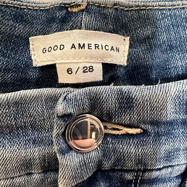 Good American‎ Good Waist Crop Jeans Blue Distressed Skinny 6/28 GWCCH075T - Image 3