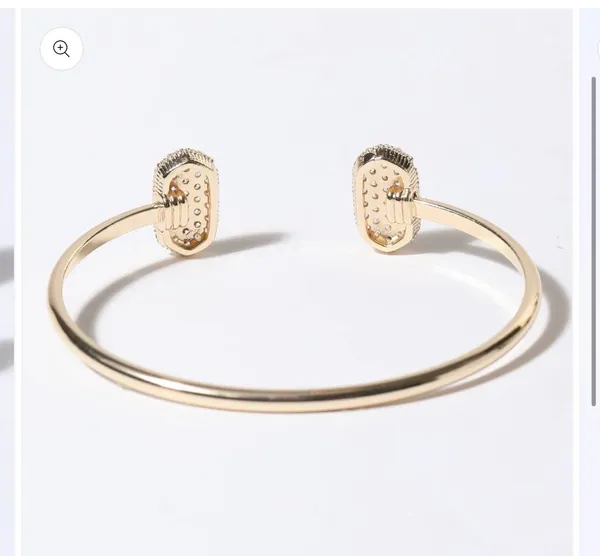 Gold Wire Pave Hexagon Bangle Bracelet - Image 5