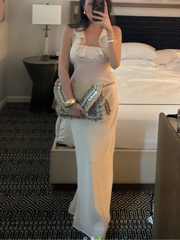 Cream Maxi Skirt - Sleek High-Rise Silhouette - Image 3
