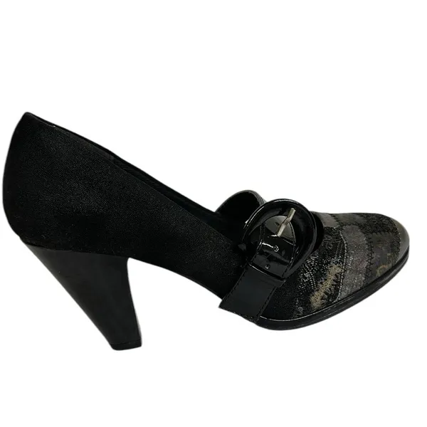 BKE Black Patent Leather Patchwork Buckle 3.5 Inch Heels Womens Shoes 8.5 - Image 5
