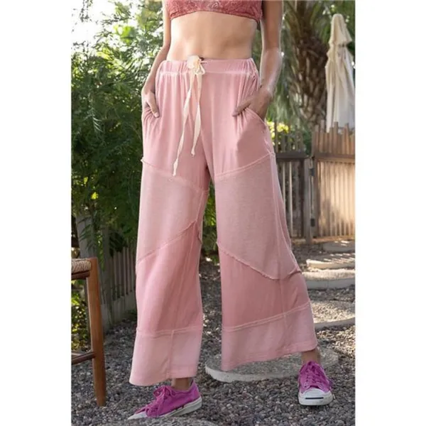 POL‎ Elastic Waistband Wide Leg Pants with Drawstring - Image 6