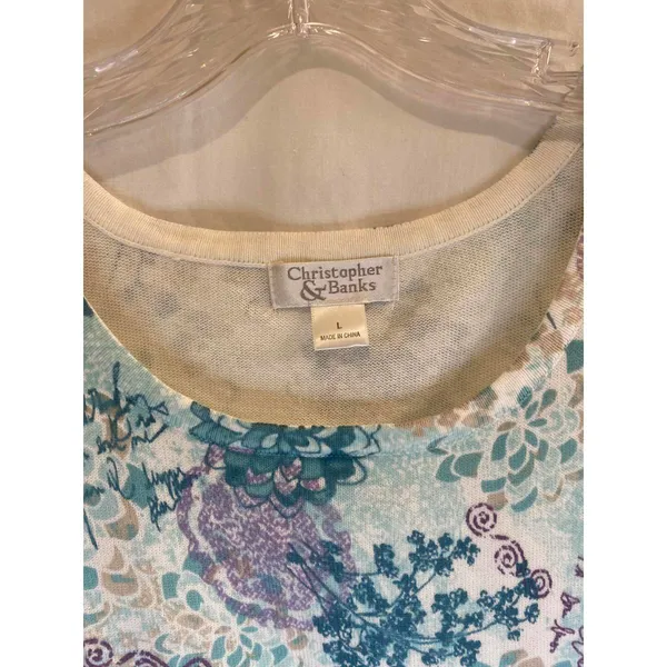 Christopher Banks NWT Woman L Sleeveless Scoop Neck Soft Floral Cottagecore Top - Image 2