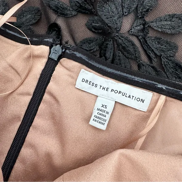 Dress the Population Strapless Black Floral Mesh Formal Gown Dress - Image 7