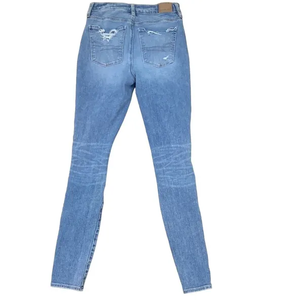 American Eagle The Dream Jean Super Hi-Rise Distressed Light Wash Jegging Jeans - Image 6