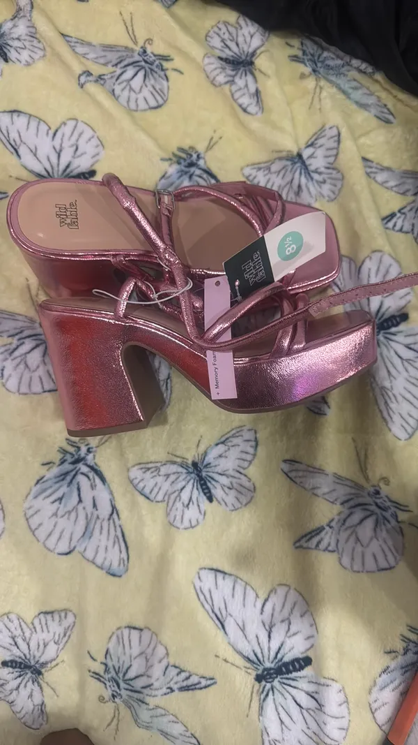 Wild Fable Women’s Metallic Pink Strappy Heeled Sandals – New - Image 3