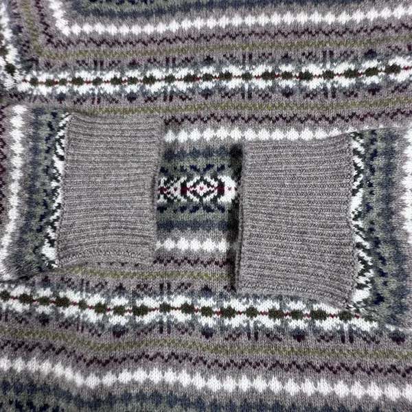 J Crew 100% Merino Wool Intarsia Sweater Gray Purple Fair Isle Womens Large - Image 11