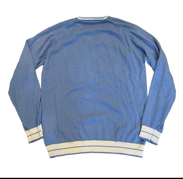 Brandy Melville Blue White Vneck Oversized Tennis Prep Sweater S M L - Image 3