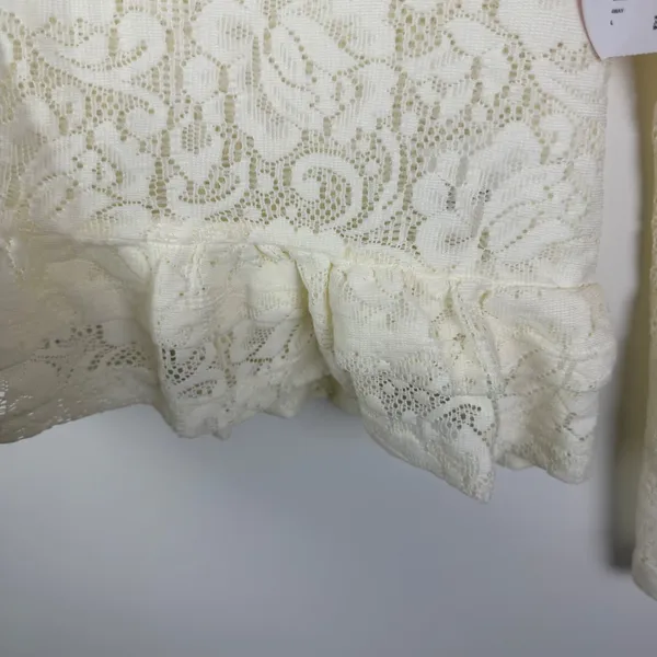 NWT Bongo Floral Lace Peplum Shirt Large Cream‎ 90s Y2K Layering Sheer Boho - Image 3