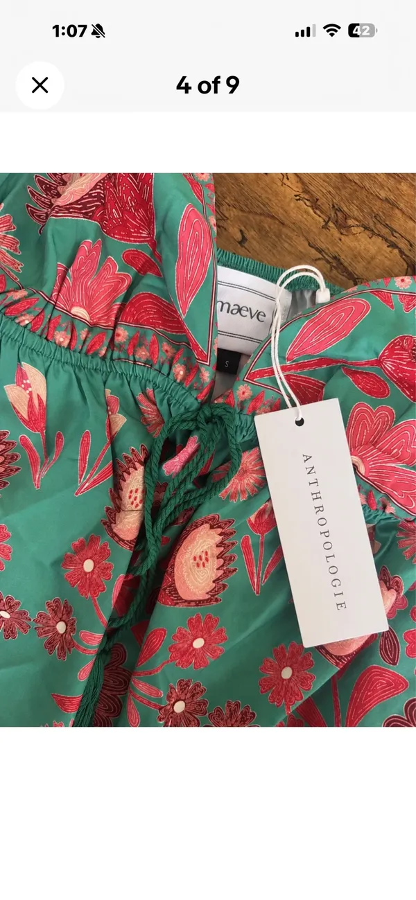 Maeve Anthropologie Floral Babydoll Cami Tank Top Small Boho Tropical NWT - Image 2